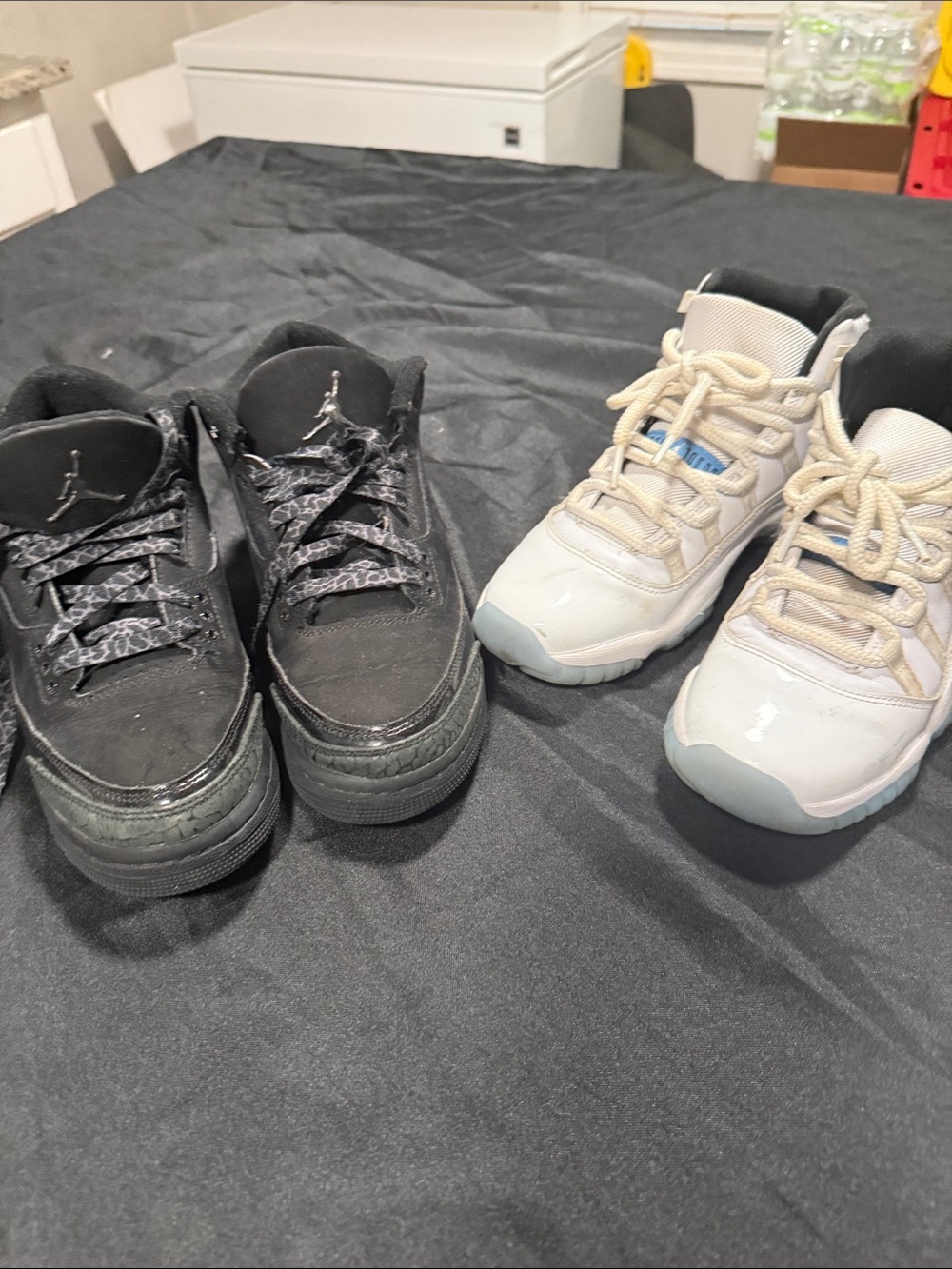Jordan Kids Black and White/Light Blue Mixed Sneaker Pair